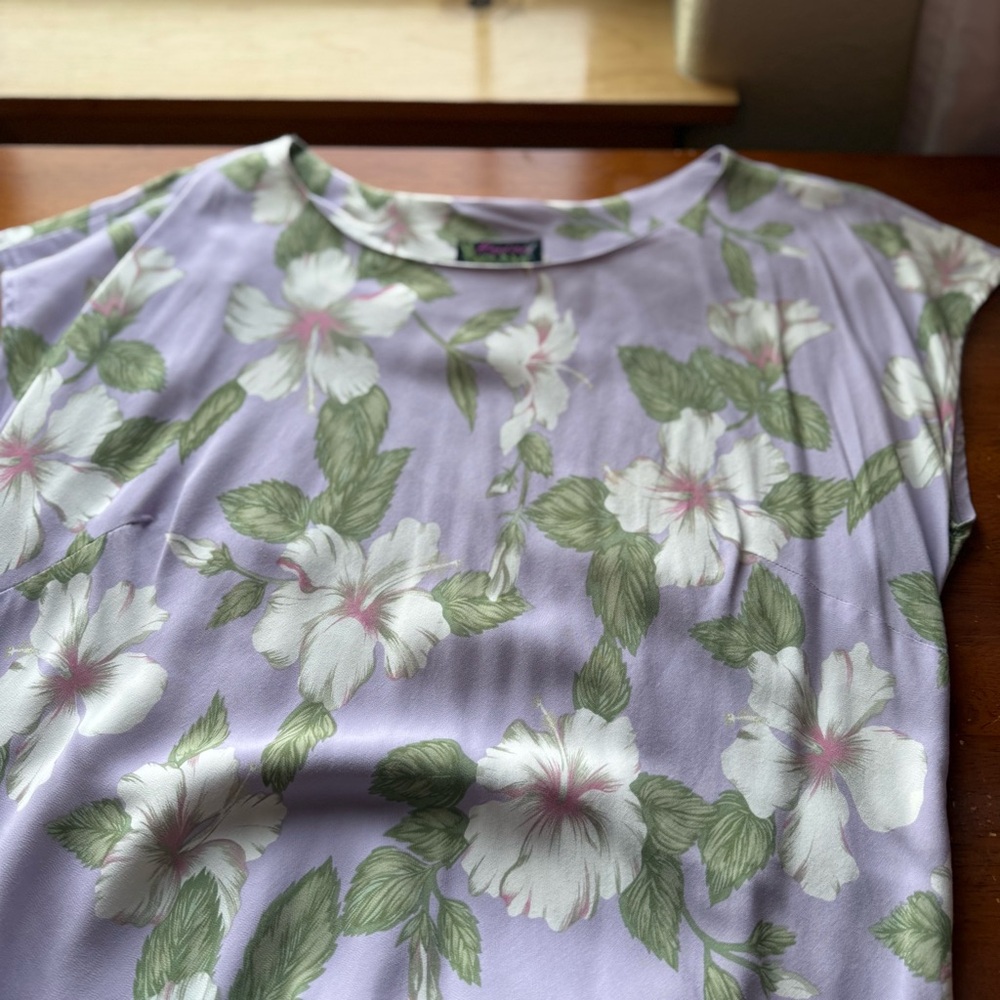 Vintage Kaua’iana Hawaiian Maxi Dress XL Tropical Floral Rayon Handkerchief Hem - Picture 12 of 15